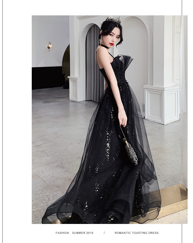 Black Evening Dress Temperamental Minority High-end ARZ