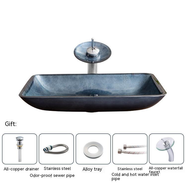 Pure Color Tempered Glass Table Basin Simple Art Bathroom Inter-platform ARZ