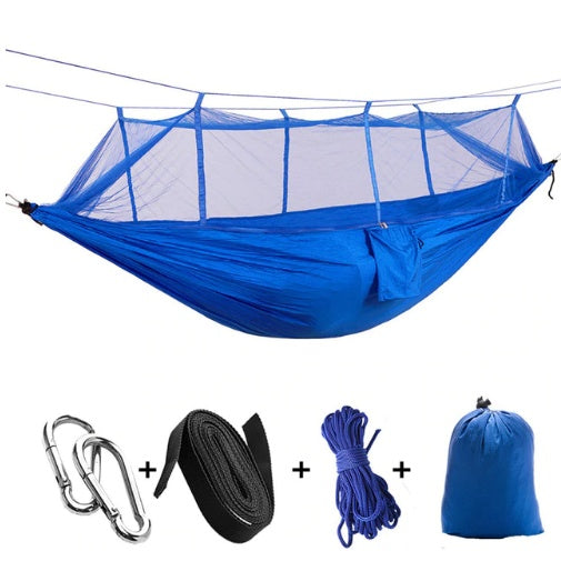 Outdoor Parachute Cloth Hammock Couble with Mosquito Net Light Portable Army Green Insect-proof Camping Aerial Tent ARZ