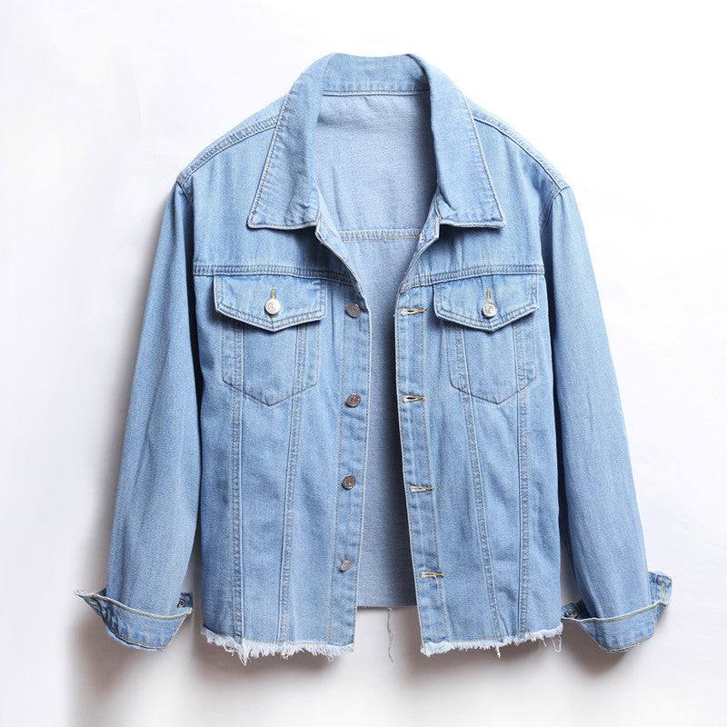 Denim  Loose Frayed Short Jacket ARZ