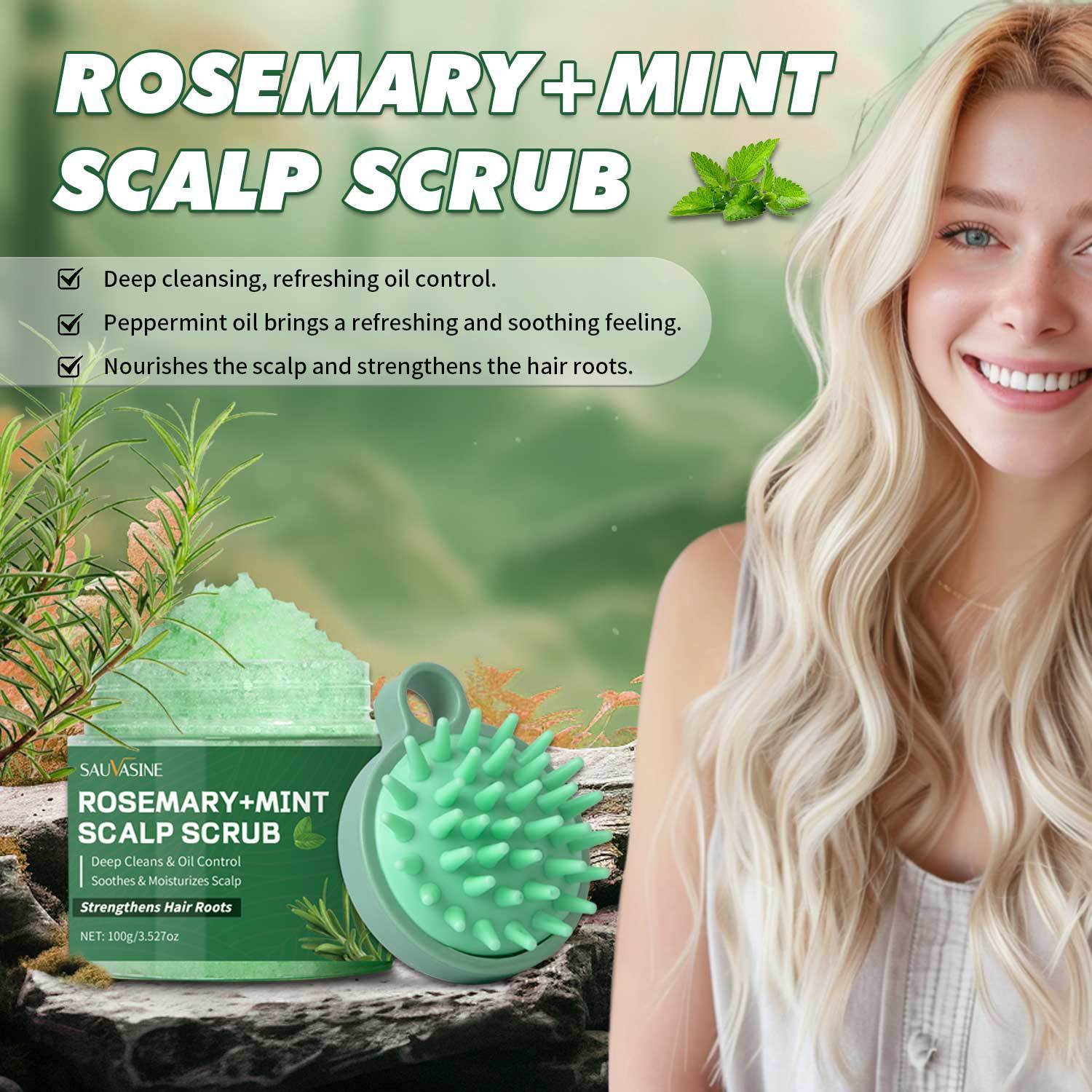 Rosemary Mint Scalp Scrub Shampoo With Massage Comb ARZ