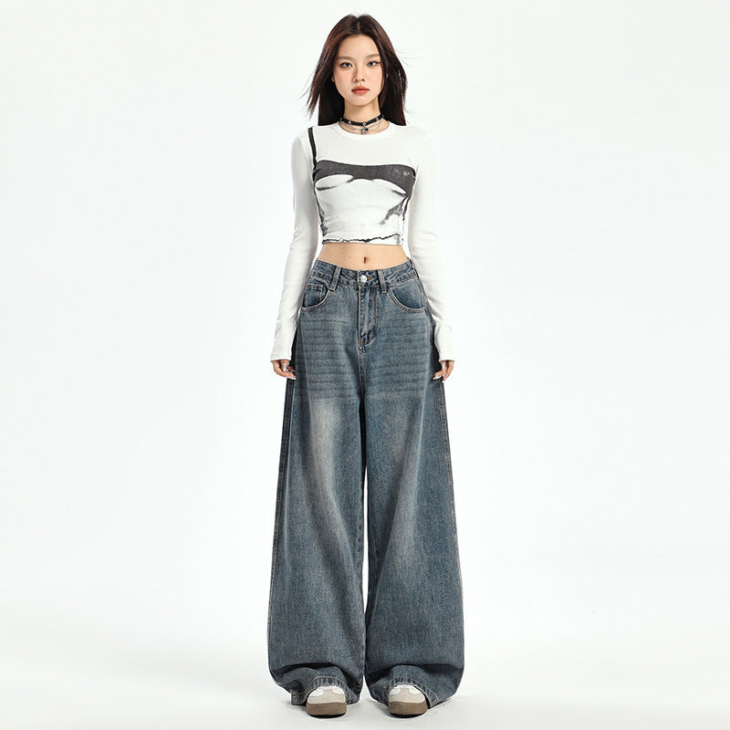 Women's American-style Retro Loose Wide-leg Pants ARZ