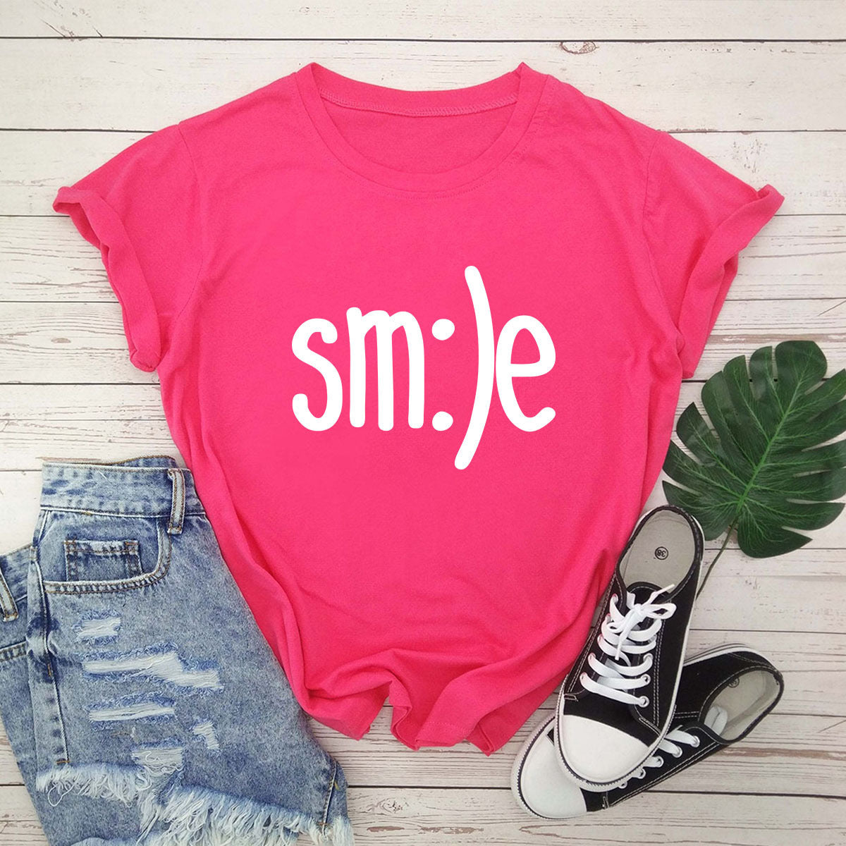 S-5XL Plus Size TShirt Women New Smile Letter Printed Shirt O Neck Short Sleeve Tees Summer Top 100%cotton Women's T-shirts ARZ