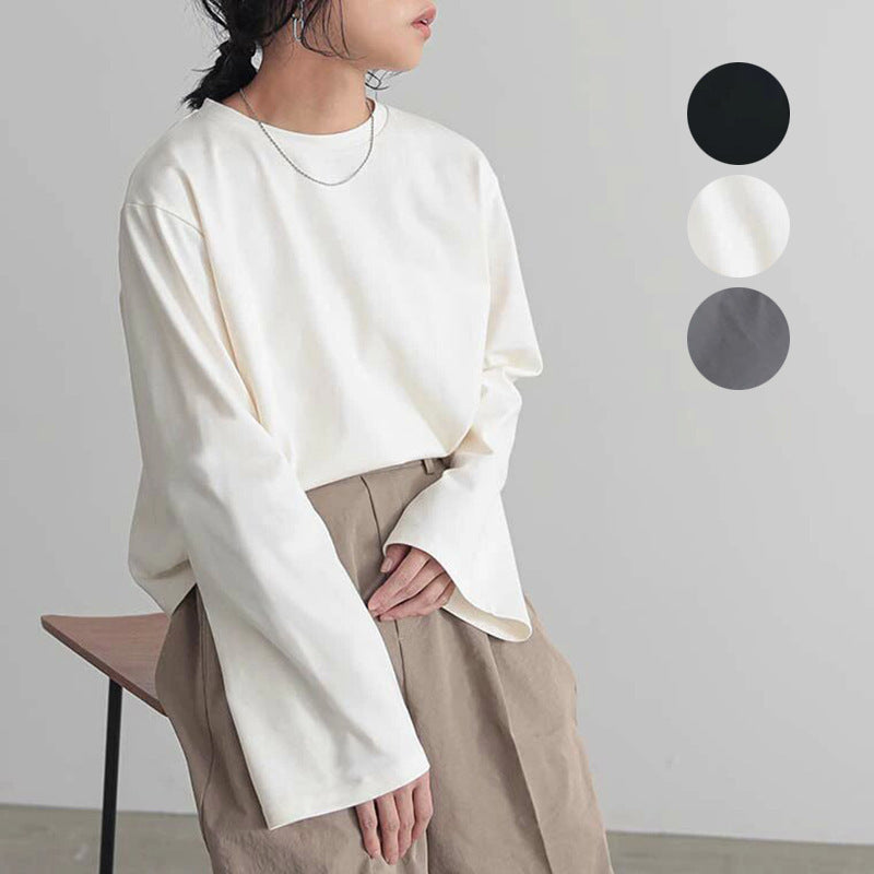 Simple Casual Solid Color Cotton Round Neck Bottoming Shirt ARZ