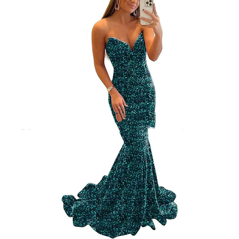 Sequin Evening Dresses For Women Formal Sexy Long Prom Party Gowns ARZ