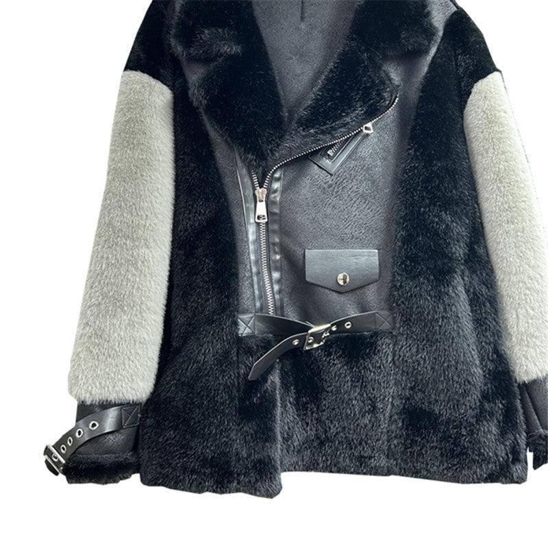 Fur Integrated Leisure Motorcycle Jacket Women ARZ