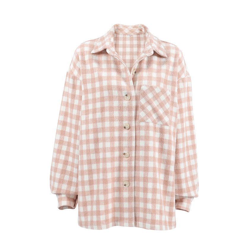 Fashion Simple Plaid Coat Niche Loose ARZ