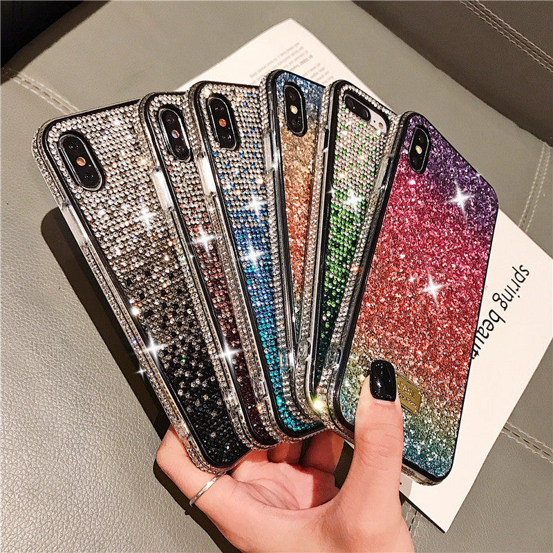 New Phone Case Suitable For Rainbow Pasted Leather Diamond Mobile Phone Case ARZ