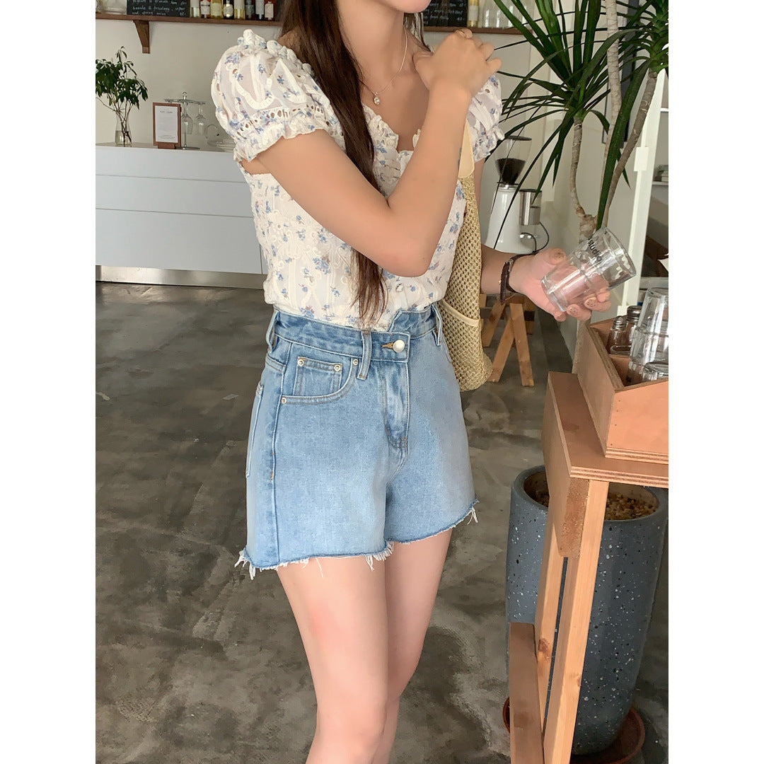 Retro Denim Shorts Summer High Waist A- Line Design ARZ