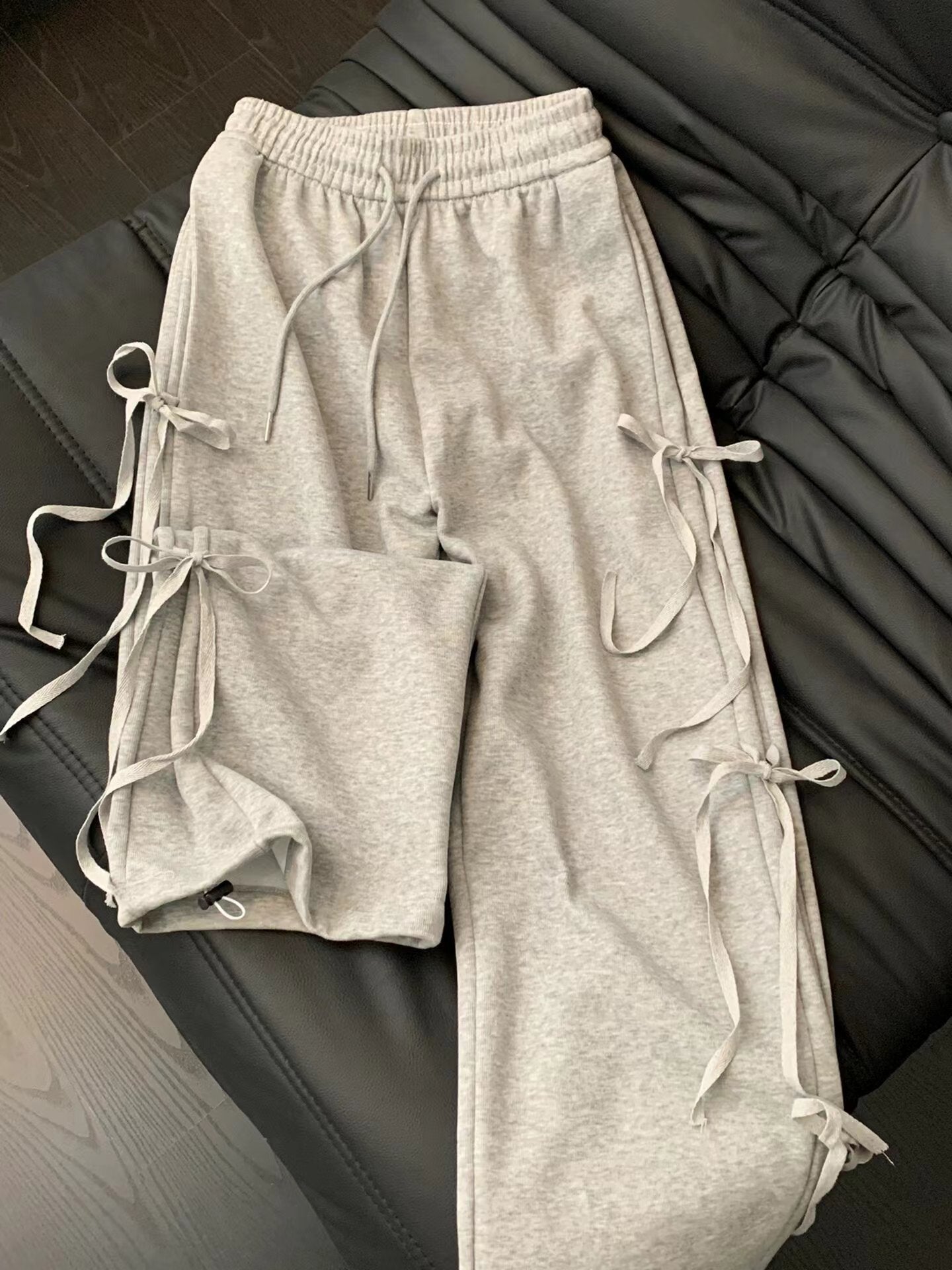 Women's Korean-style Vintage Bow Lace Up Straight Sweatpants ARZ