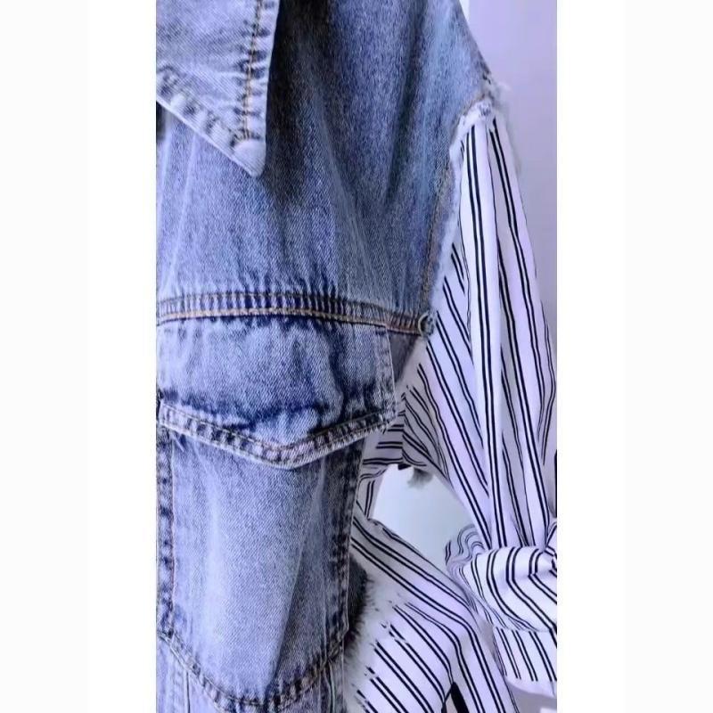 Striped Denim Coat Women's Design Niche Jacket Top ARZ