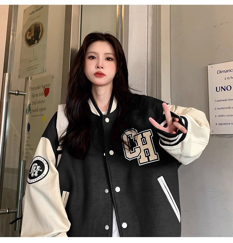 Letter Printing Stitching Baseball Uniform For Women Fallwinter Jacket ARZ