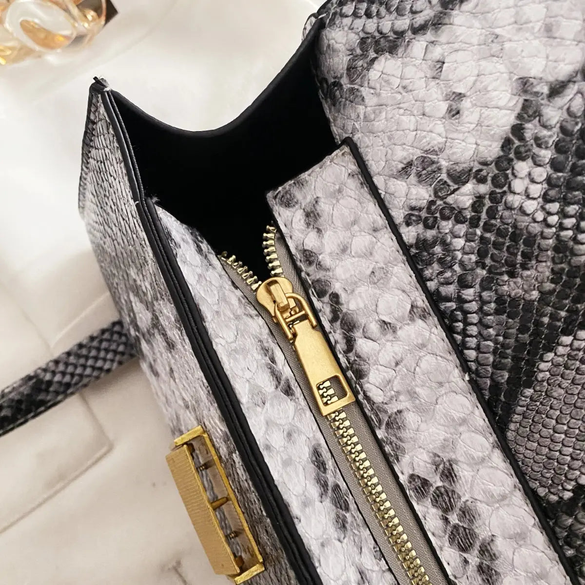 PU Leather Snakeskin Print Crossbody Bag Trendsi