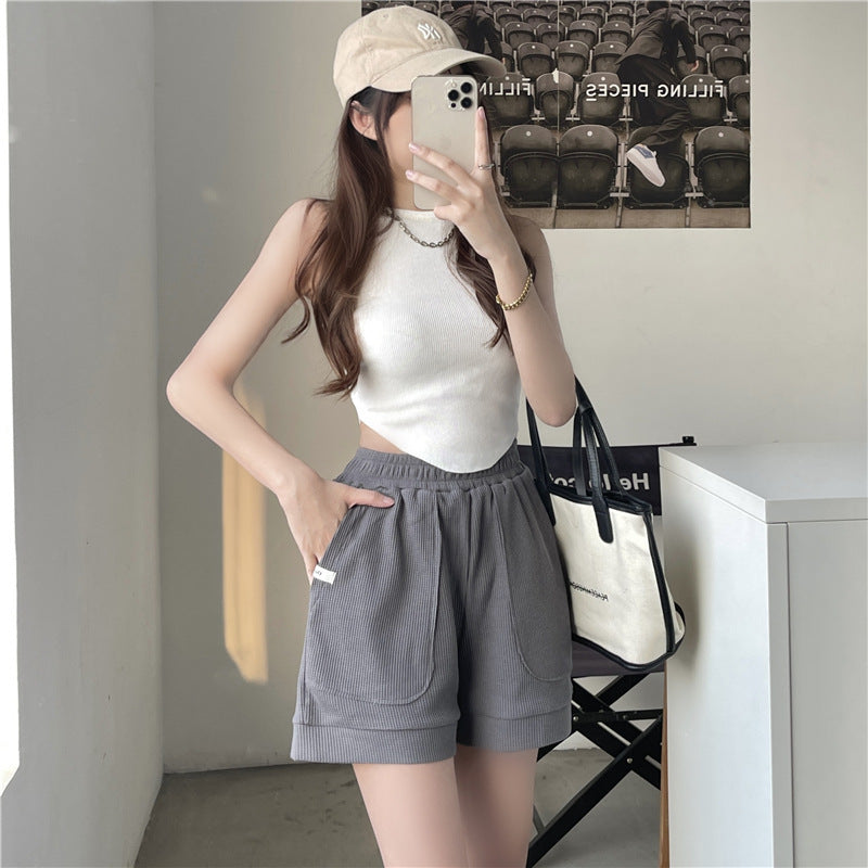 Summer Loose Waffle Casual Wide Leg Pocket ARZ