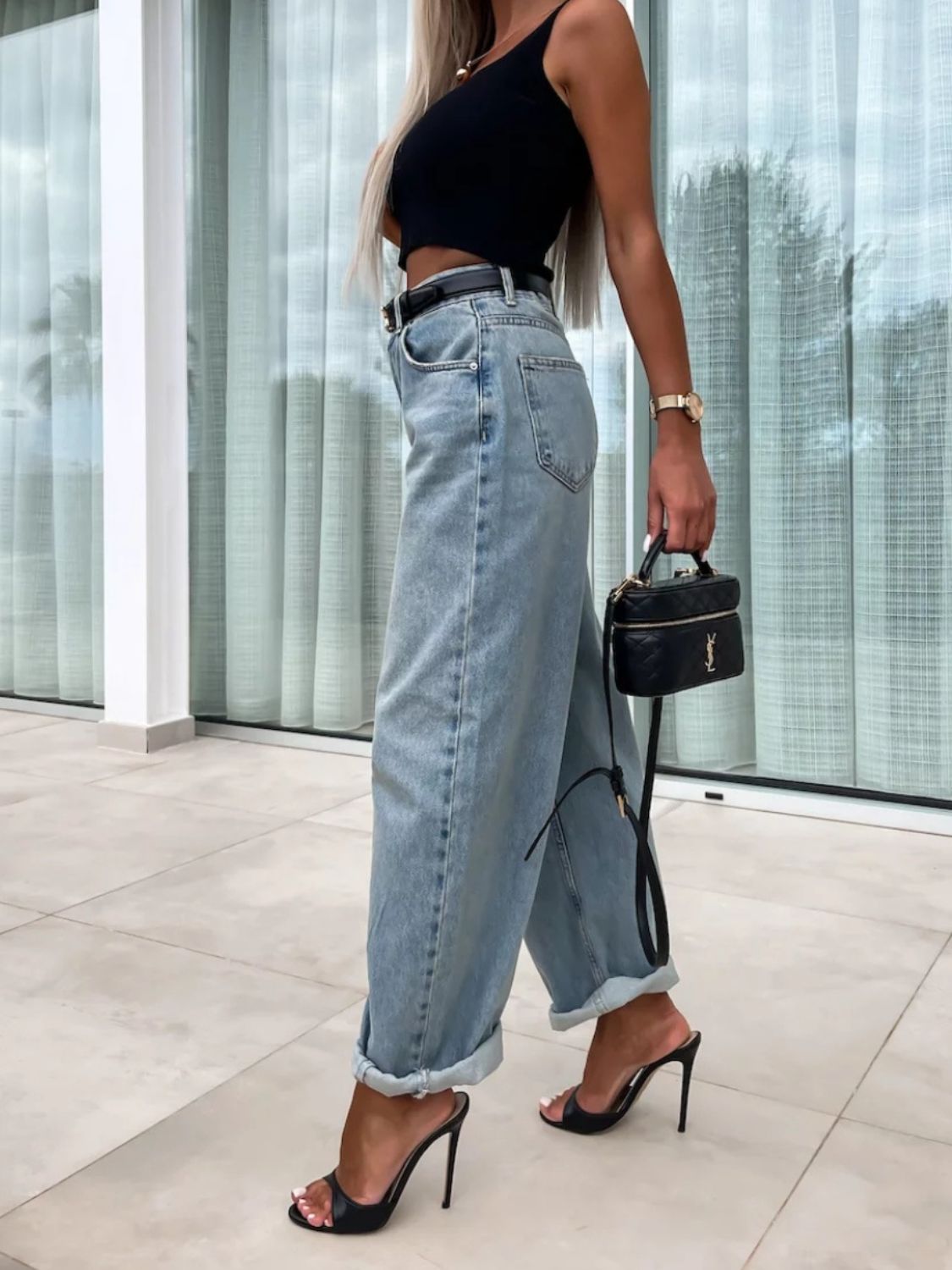 High Waist Wide Leg Jeans Trendsi