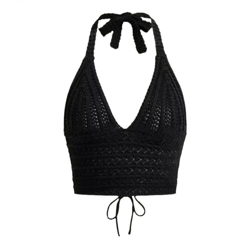 Seaside Holiday Short Inner Woven Halter Top Vest For Women ARZ