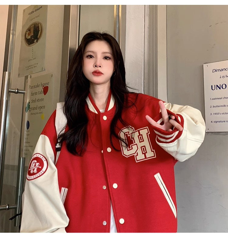 Letter Printing Stitching Baseball Uniform For Women Fallwinter Jacket ARZ