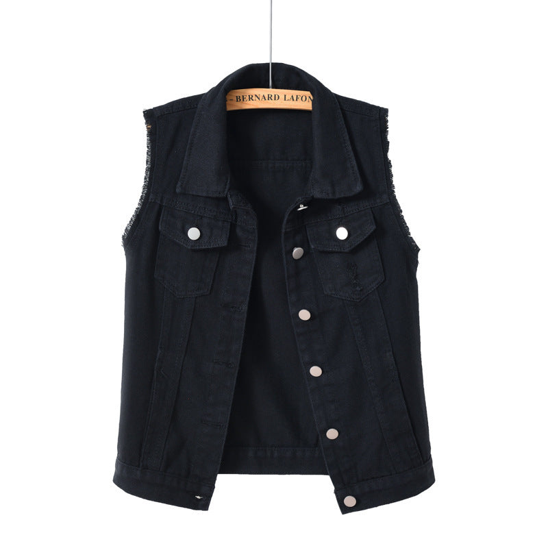 Multi-Color Selection Denim Vest Women's Slim Sleeveless Jacket ARZ