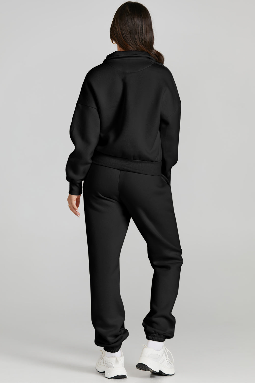 Quarter Zip Top and Drawstring Pants Active Set Trendsi