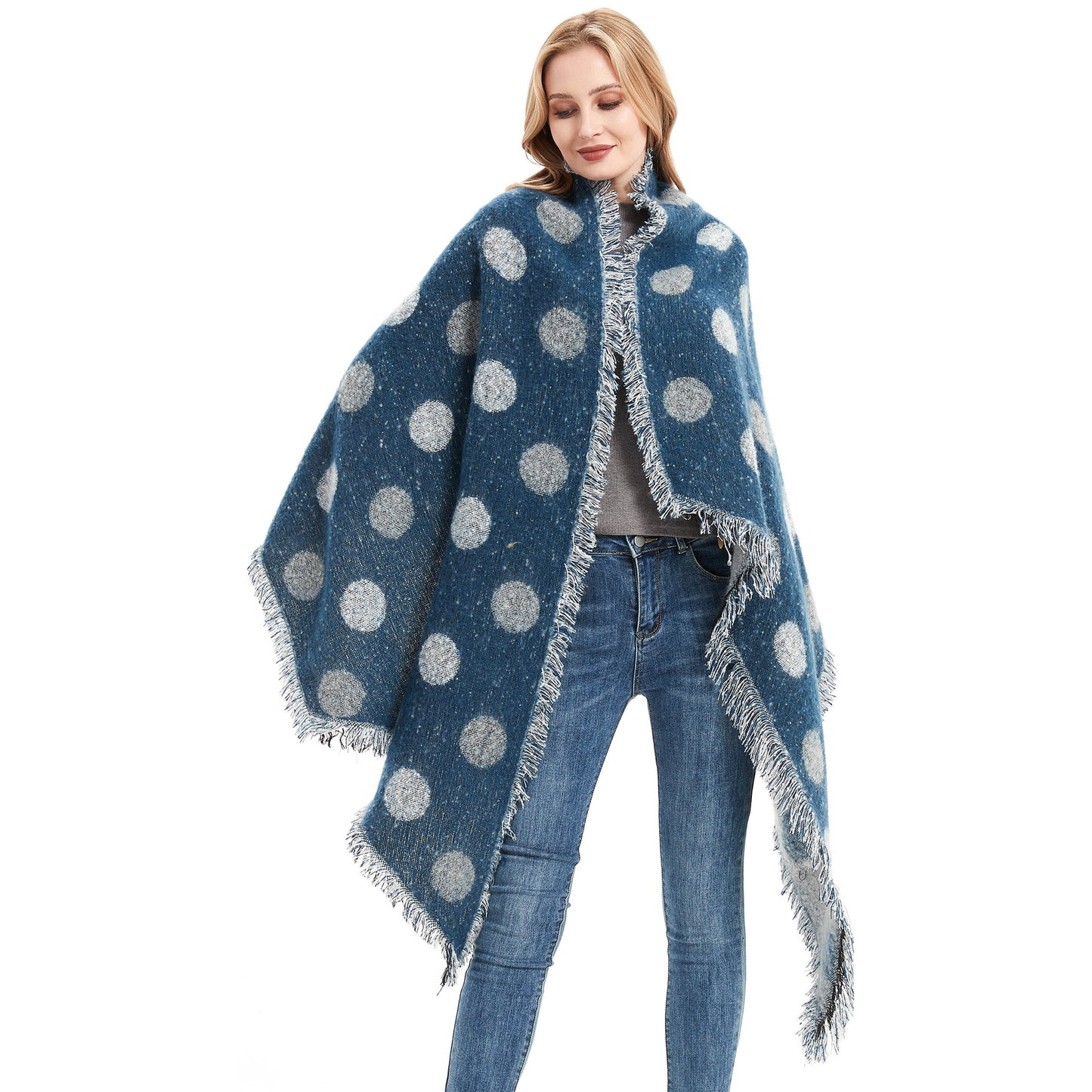 European And American Autumn And Winter Scarf Women's Circle Yarn Polka Dot Angle Thickened Shawl ARZ