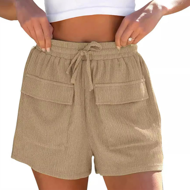 Summer Drawstring Shorts With Pockets Casual Sports Pants Womens Clothing ARZ