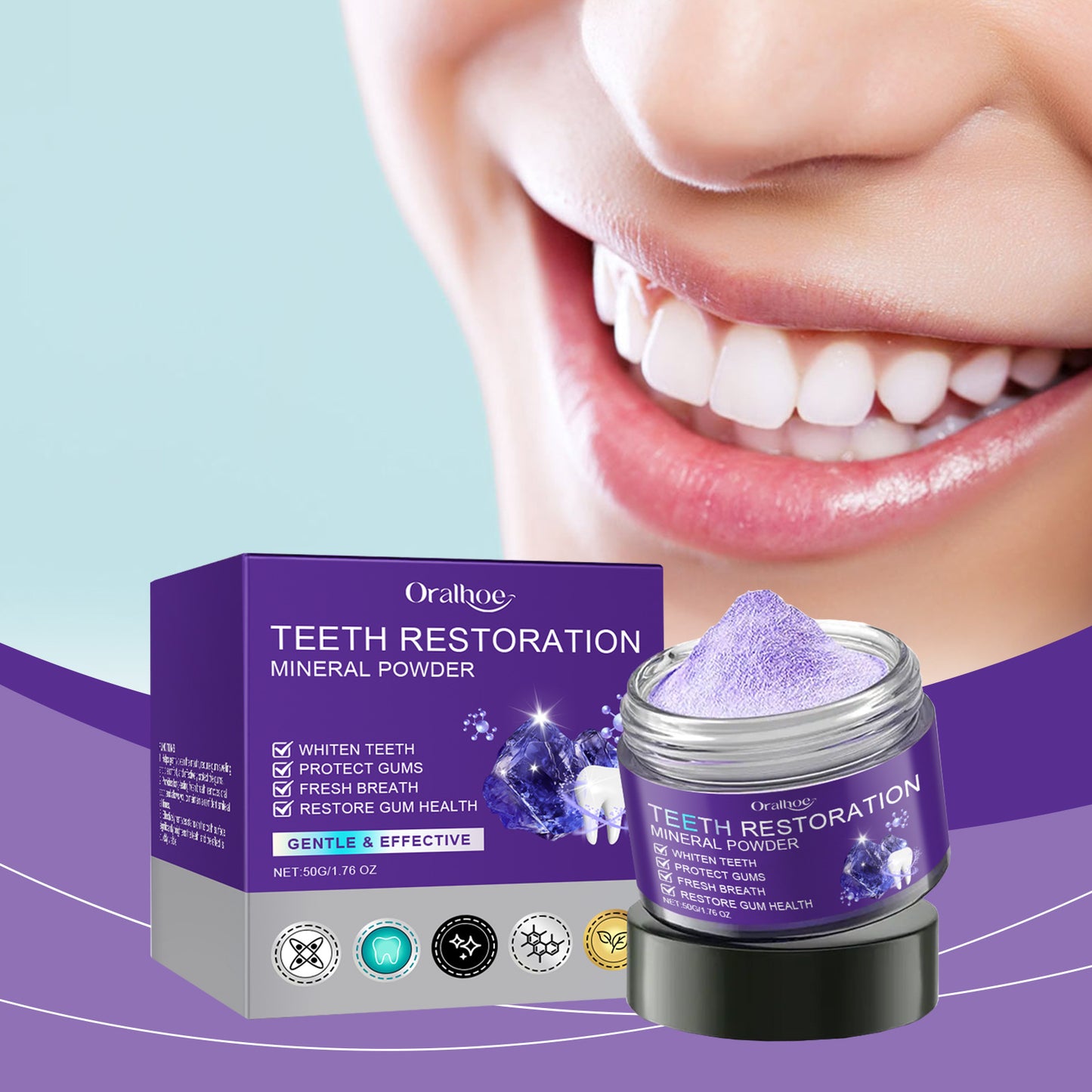 Purple Beauty Toothpowder Mild Cleaning Protection ARZ