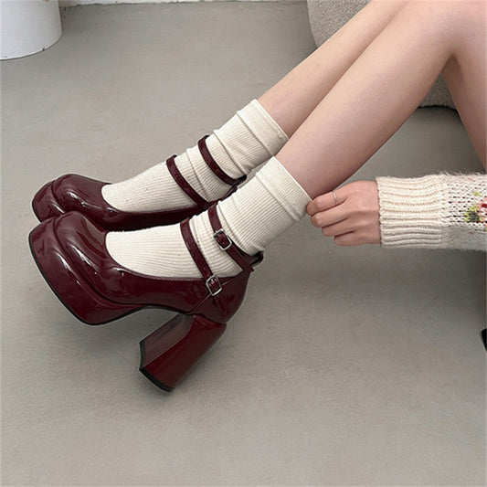 French High Heel Mary Jane Shoes Women ARZ