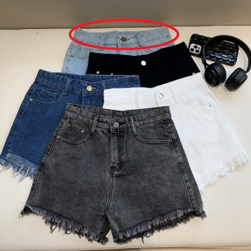 Wide Leg Denim Shorts Frayed Summer New High Waist Slimming ARZ