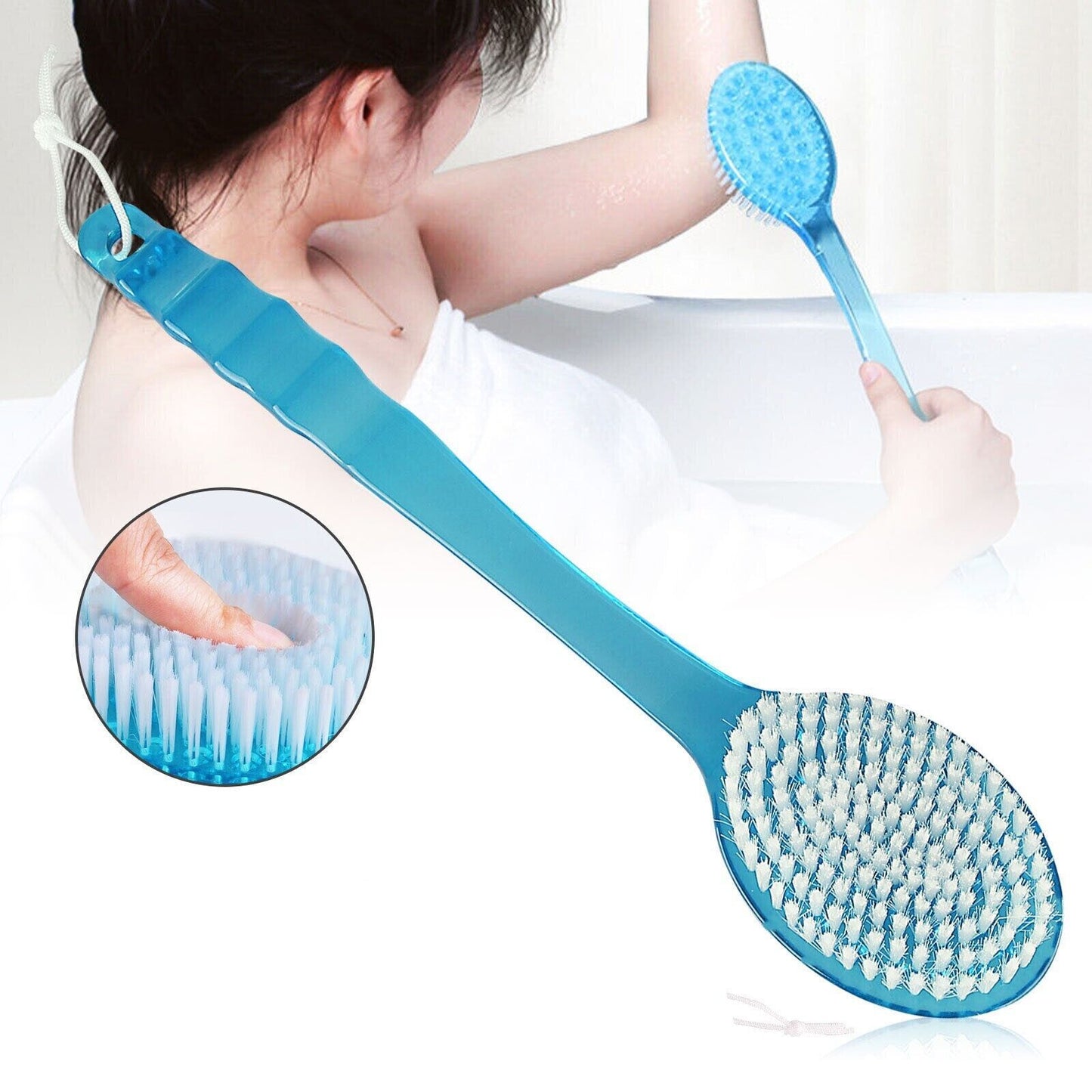 Back Body Shower BrushLong Handle Exfoliating Skin Spa Bath Soft Scrubber Clean ARZ