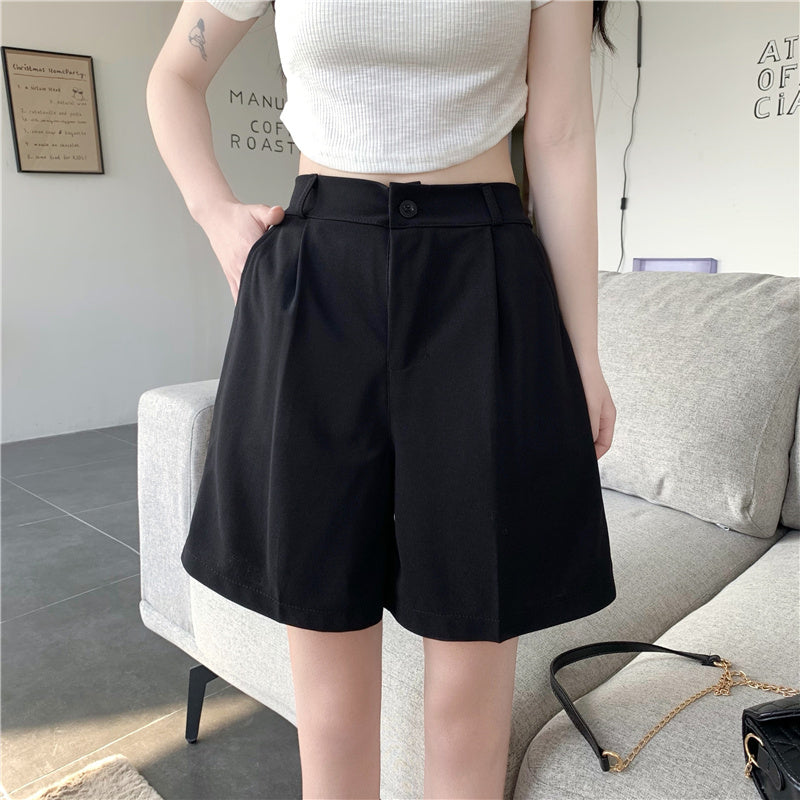 Women's Retro Straight Wide Leg High Waist Shorts ARZ