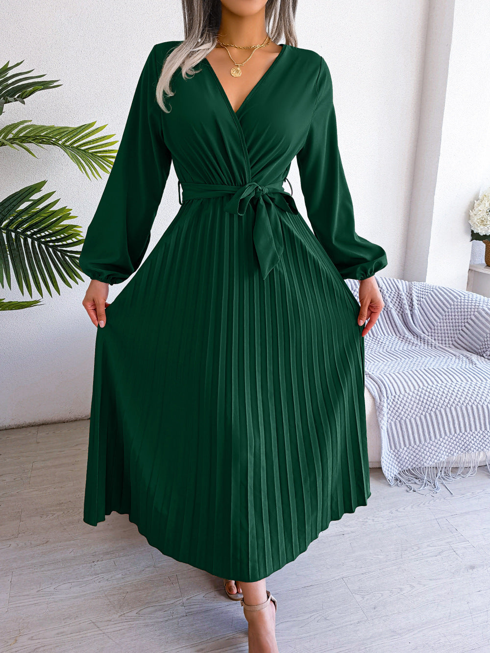 Fashion Elegant Cross Pleated Maxi Dress ARZ