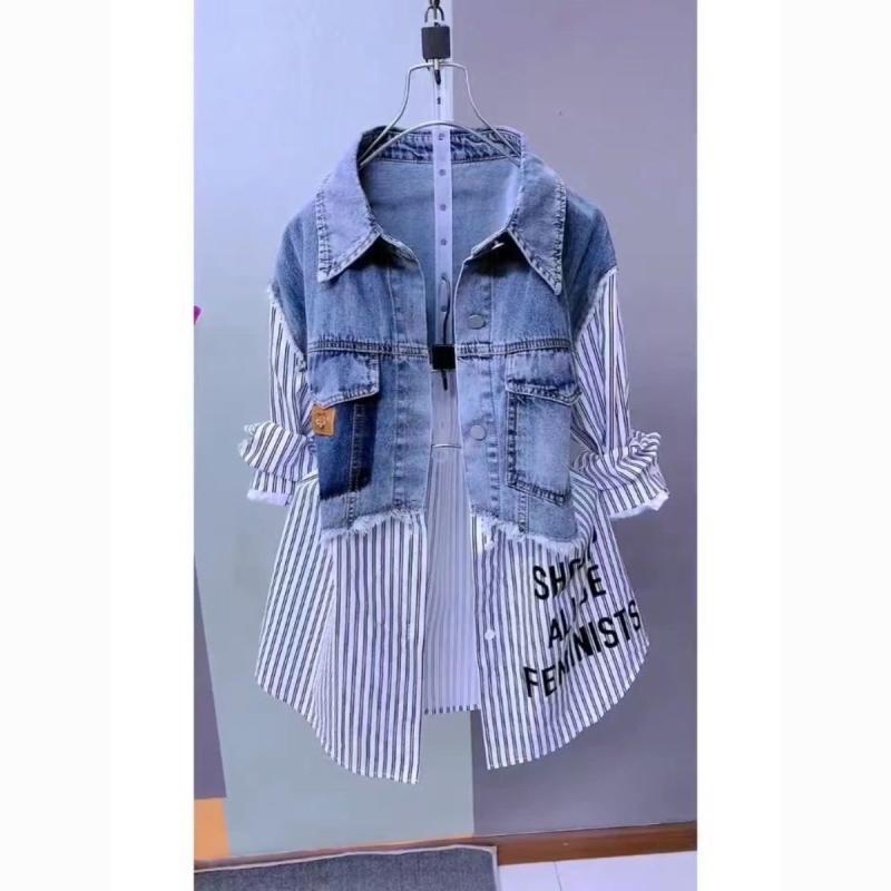 Striped Denim Coat Women's Design Niche Jacket Top ARZ