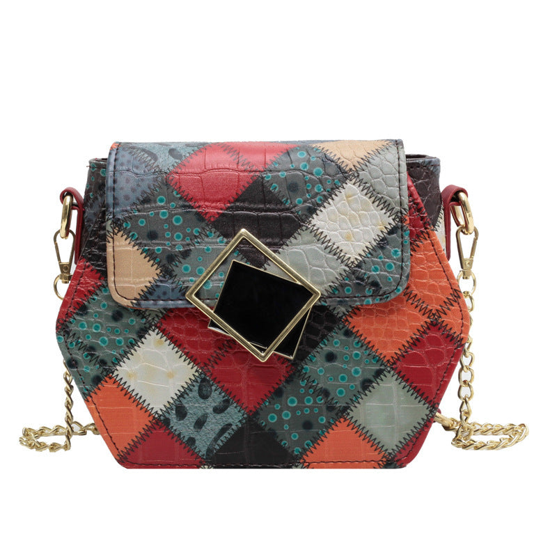 Stylish Textured Stitching Chain Small Square Bag ARZ