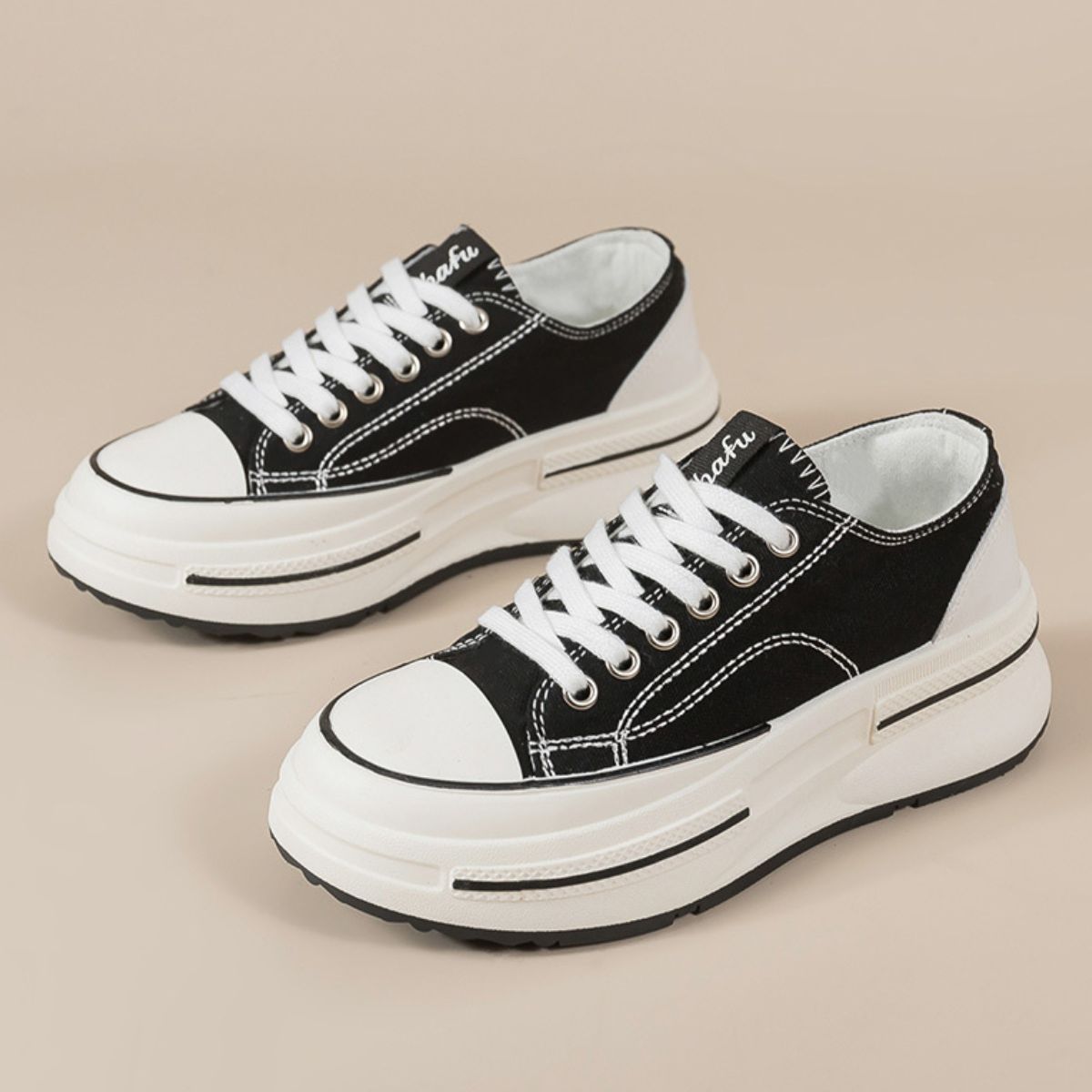 Tied Round Toe Platform Sneakers Trendsi