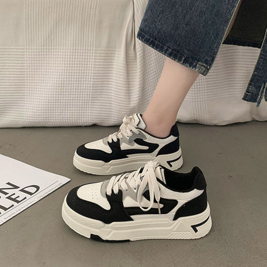 Lace Up Round Toe Platform Sneakers Trendsi