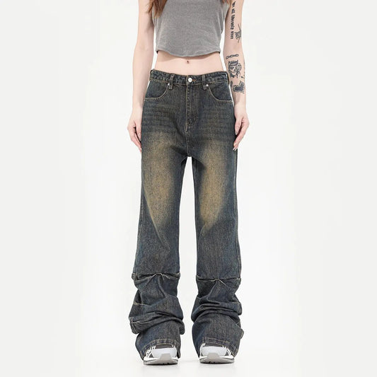 Vintage Crumpled Slim Fit Skinny Jeans For Women ARZ