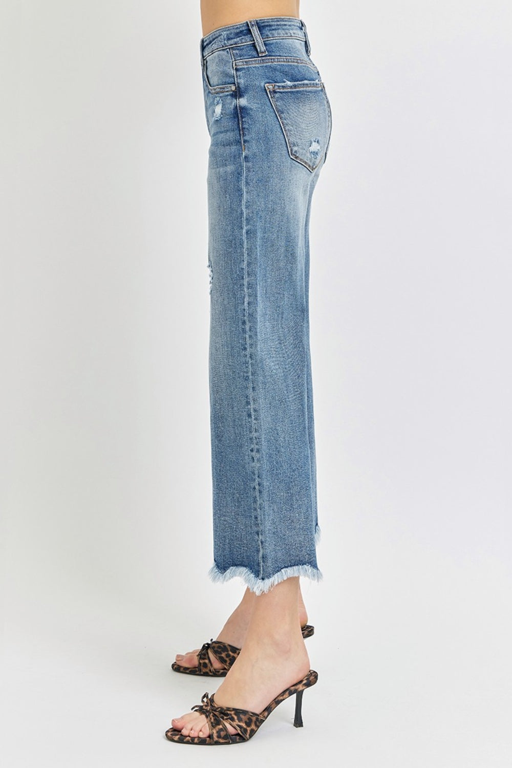 Risen High Rise Cropped Flare Jeans Trendsi