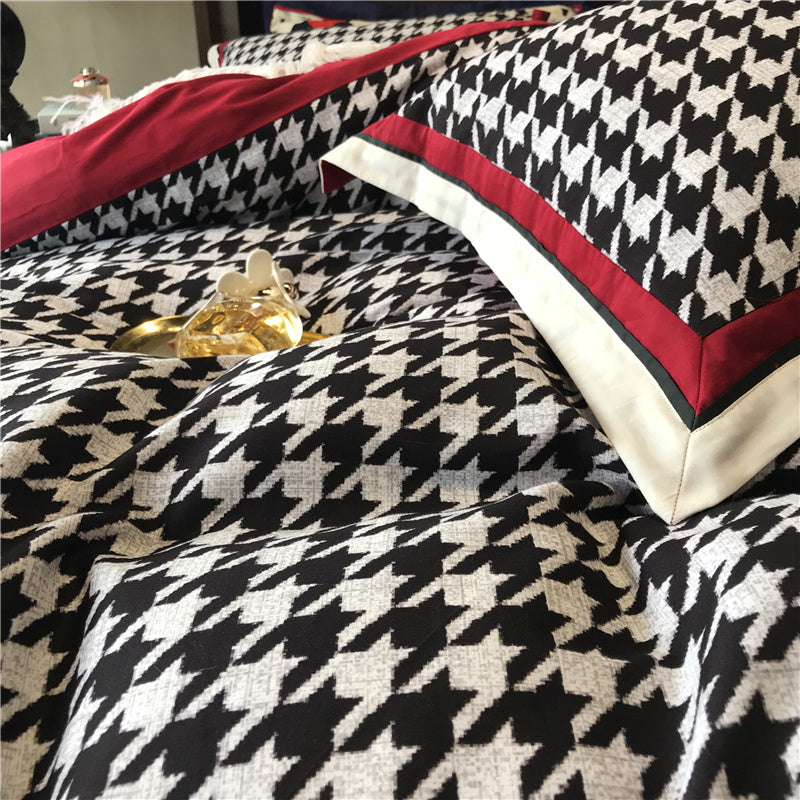 American Retro Cotton North Velvet Bedding Simple Houndstooth ARZ