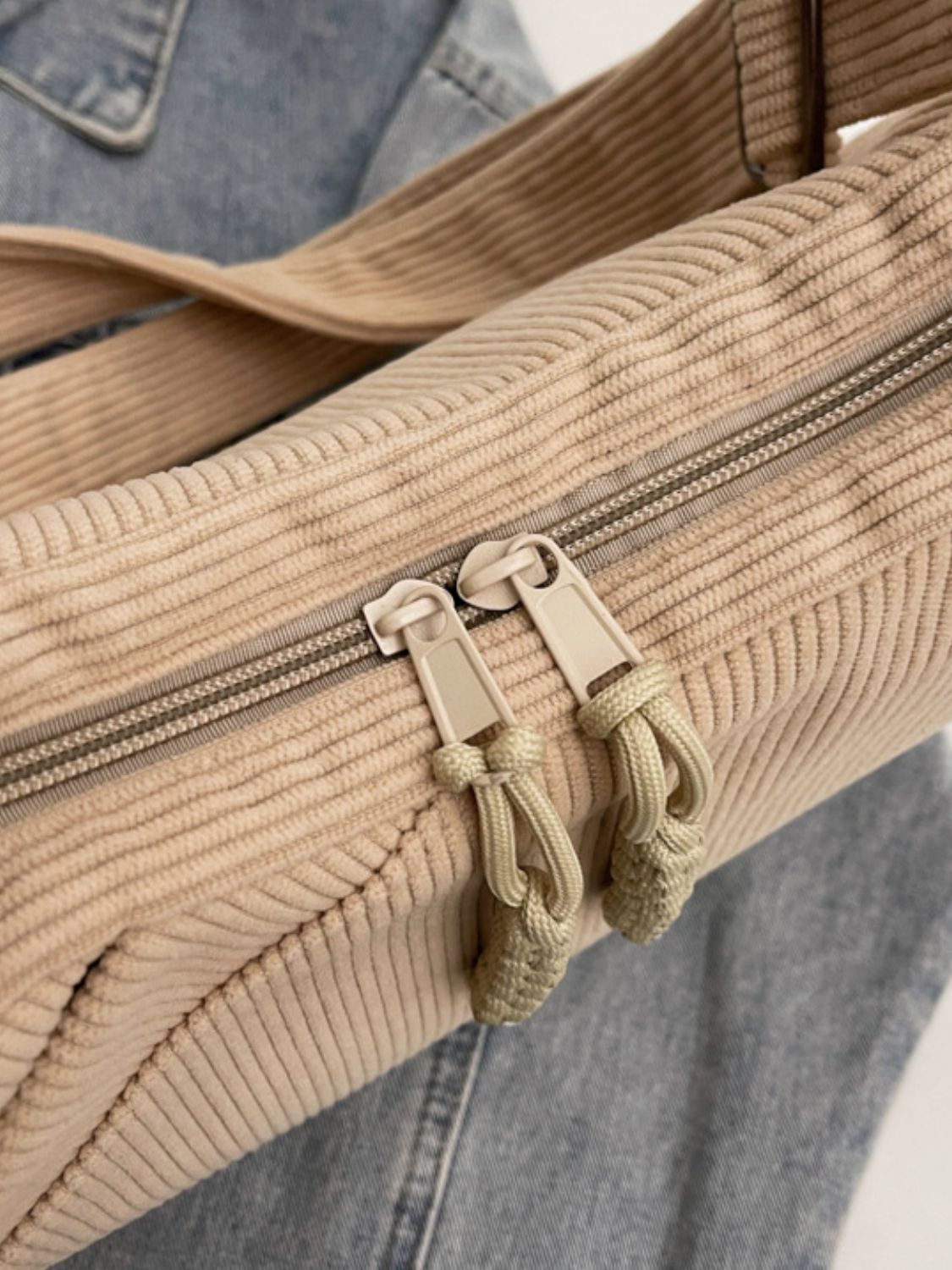 Ribbed Adjustable Strap Shoulder Bag Trendsi