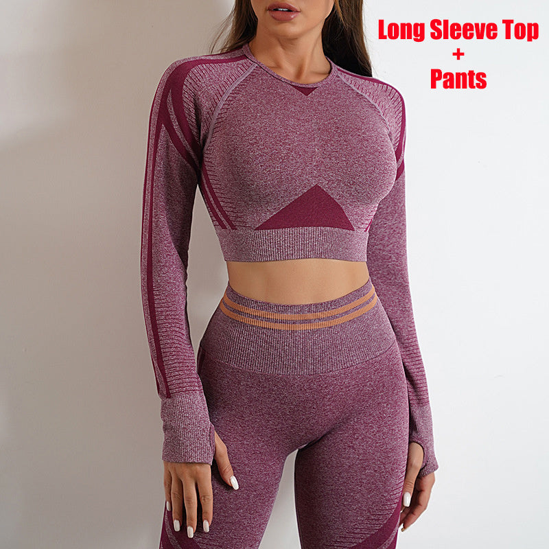 Seamless Yoga Pants Sports Gym Fitness Leggings Or Long Sleeve Tops Outfits Butt Lifting Slim Workout Sportswear Clothing ARZ