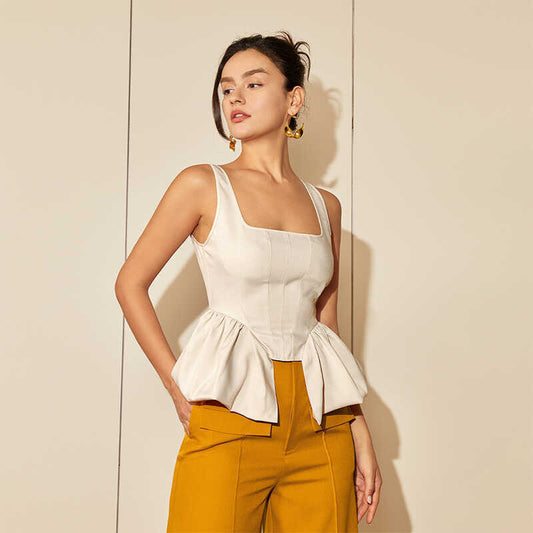 Women's Top Shirt Square Collar Irregular Spaghetti-strap Vest ARZ