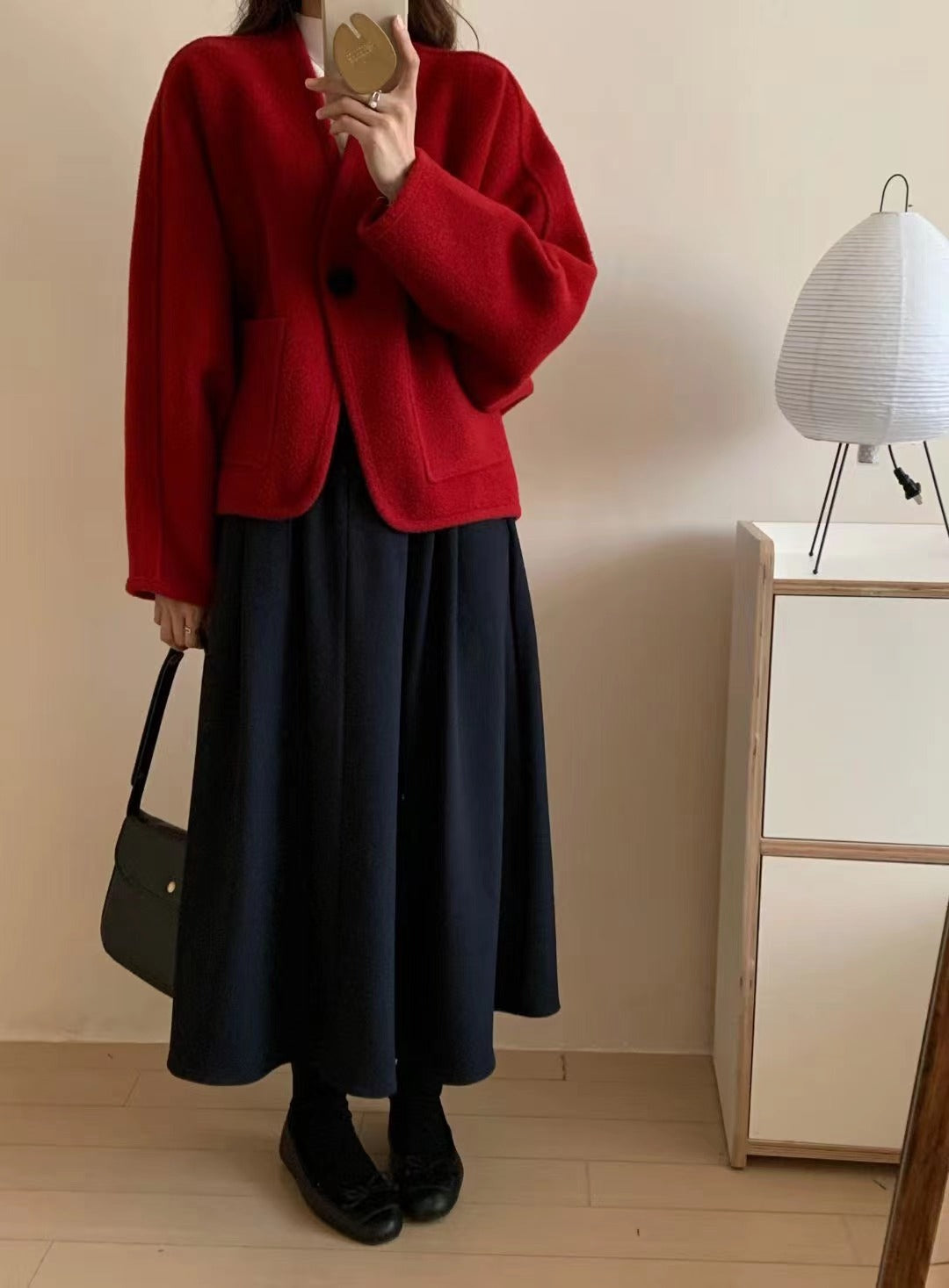 Korean Round Neck Woolen Coat ARZ