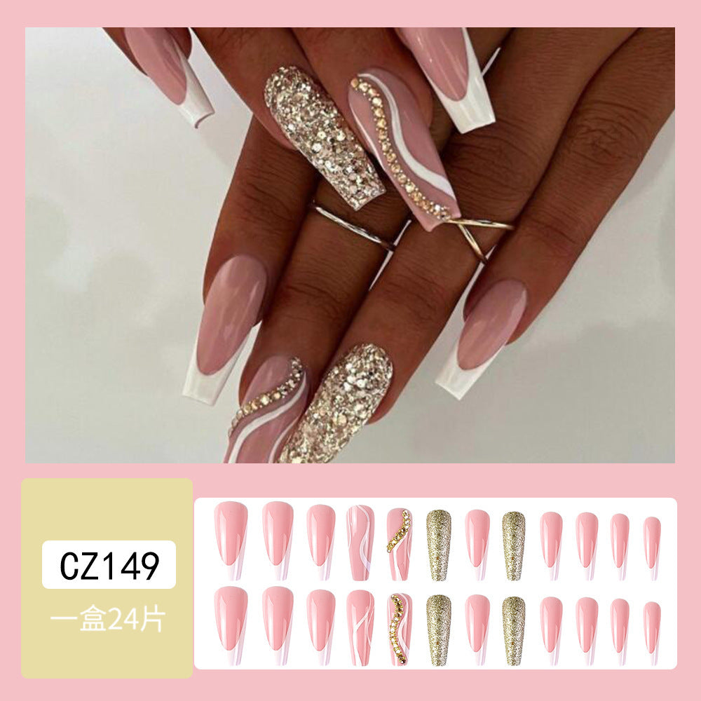 Super Long Diamond Wearing Armor European And American Foreign Trade Nail Stickers ARZ