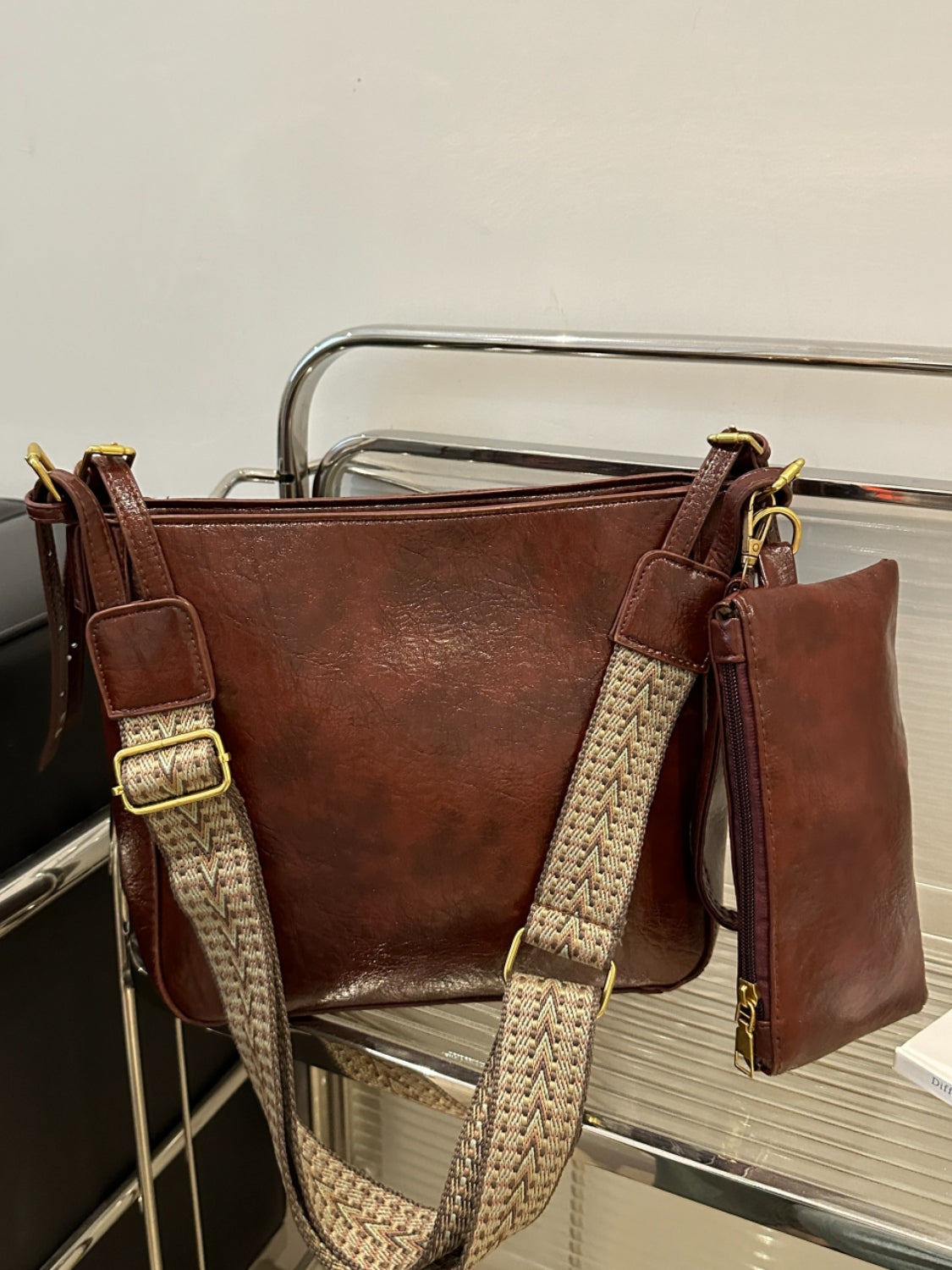 PU Leather Bag - Adjustable Strap Crossbody Bag with Pouch Trendsi