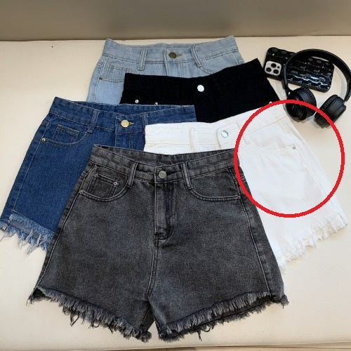 Wide Leg Denim Shorts Frayed Summer New High Waist Slimming ARZ