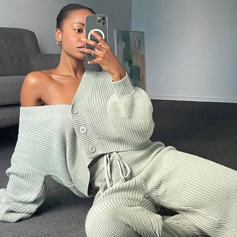 Fashion Women's Wear Long-sleeved Sweater And Trousers Two-piece Set ARZ