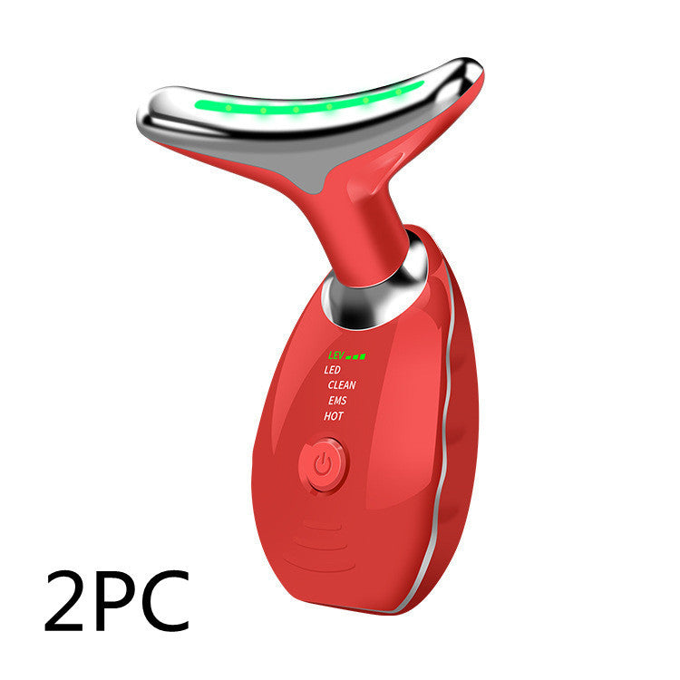 Neck Face Beauty Device Colorful LED Photon Therapy Skin Tighten Reduce Double Chin Anti Wrinkle Remove Lifting Massager ARZ