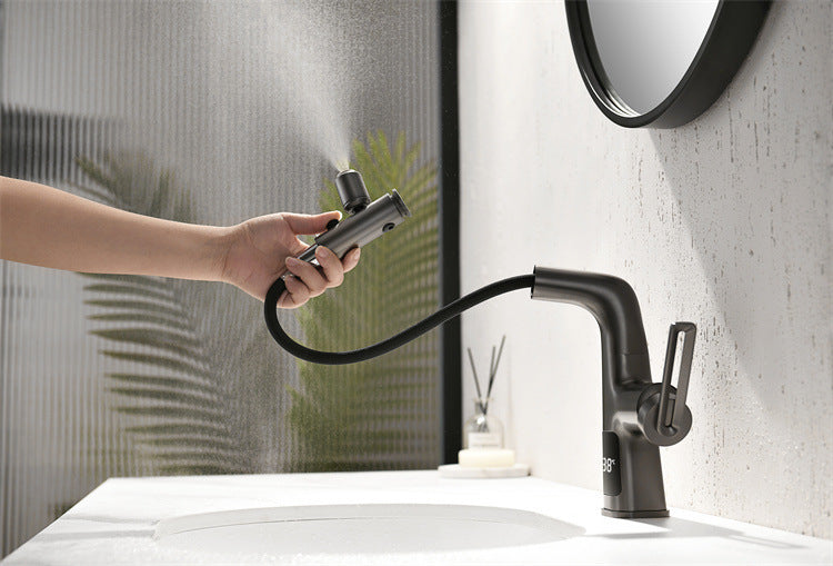 Household Digital Display Copper Spray Kettle Faucet Splash Lift Gun Gray ARZ