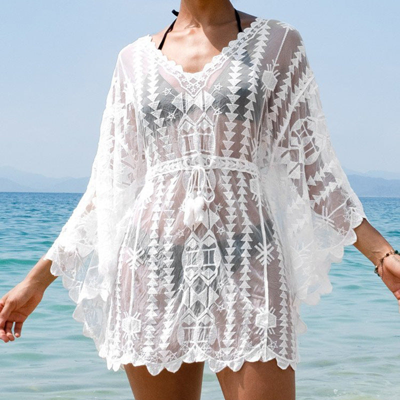 Lace Blouse Seaside Holiday Loose Sunscreen Clothes ARZ