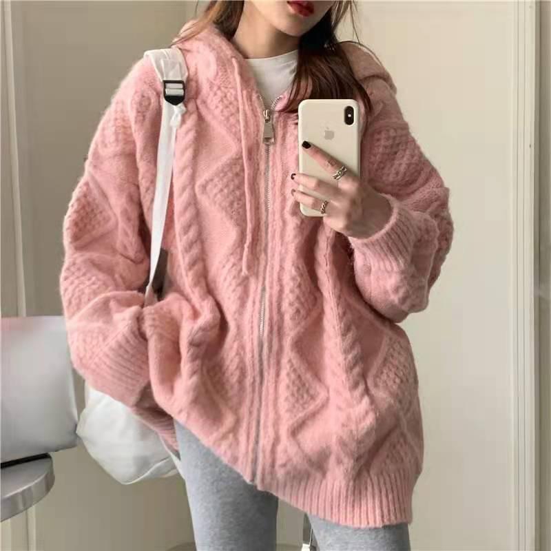 Women's Vintage Sweater Hooded Cardigan Coat ARZ